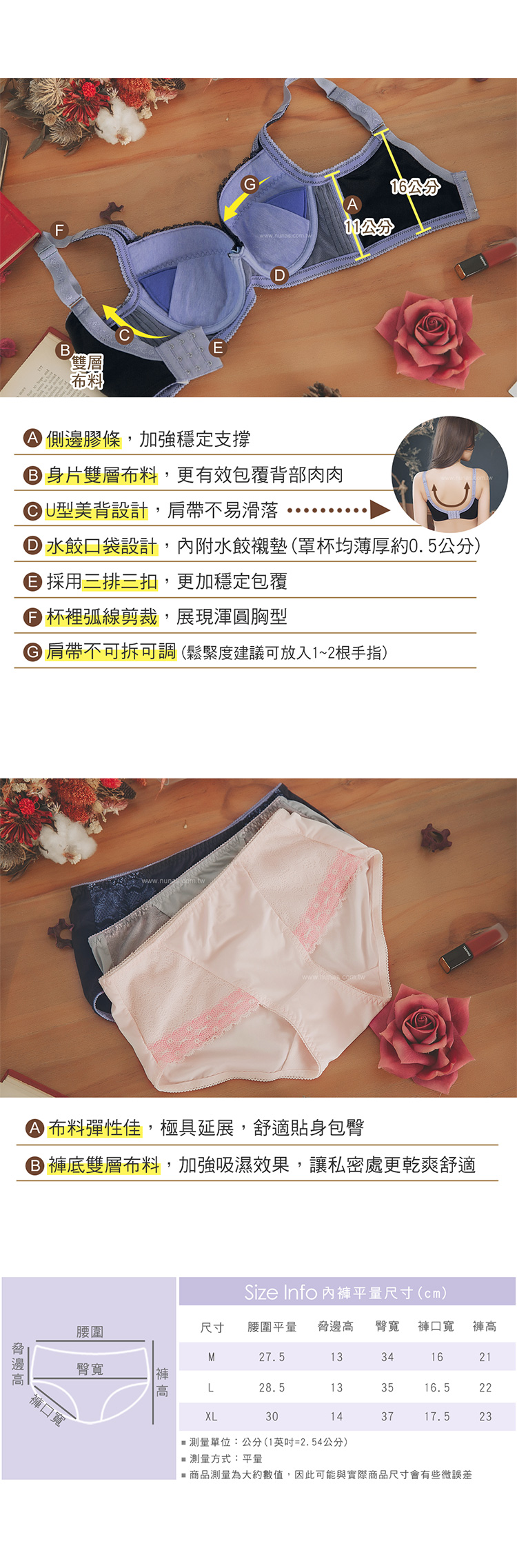 【露娜斯】神秘情迷。集中托高防副乳機能內衣【灰】台灣製U991